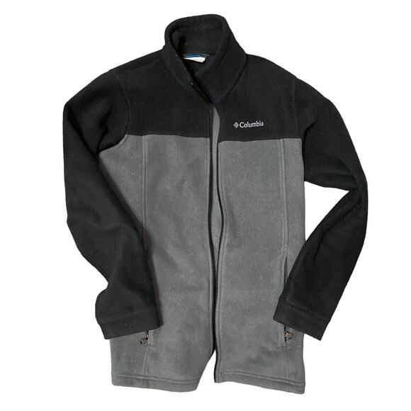 Columbia Steens Mountain Fleece Full Zip Jacket Boys Large 14 12 Black Gray - Picture 1 of 8